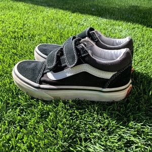 Kids Black Velcro Vans